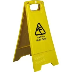 No Name Advarselsskilt, "Pas På - Glat Gulv", 2-sidet, Gul
