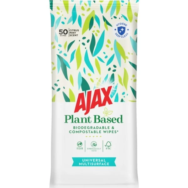 Ajax® Ajax Wipes | Universal | Plantebaseret | 50 Wipes 3 Ajax® Ajax Wipes | Universal | Plantebaseret | 50 Wipes