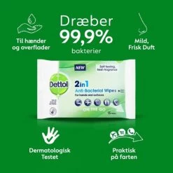 Dettol 2in1 Anti-Bacterial Wipes | 15 Stk -Rengøringsekspert dettol 2in1 antibacterial wipes 15 stk 3