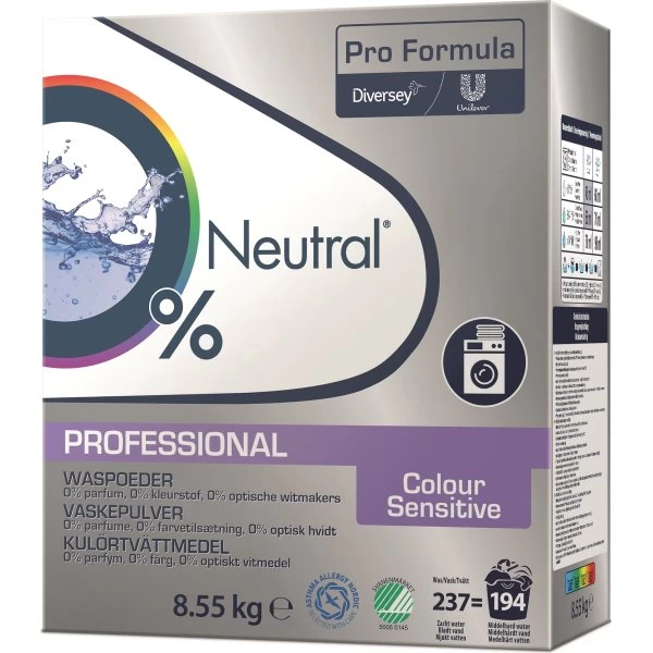 Neutral Pro Vaskepulver Colour Sensitive, 8,55 Kg 3 Neutral Pro Vaskepulver Colour Sensitive, 8,55 Kg